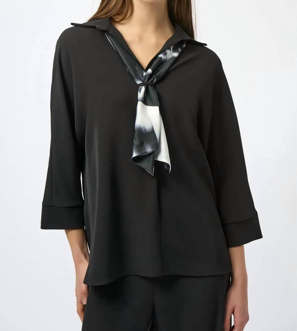 NEW JOSEPH RIBKOFF printed scarf boxy top in black/winter white